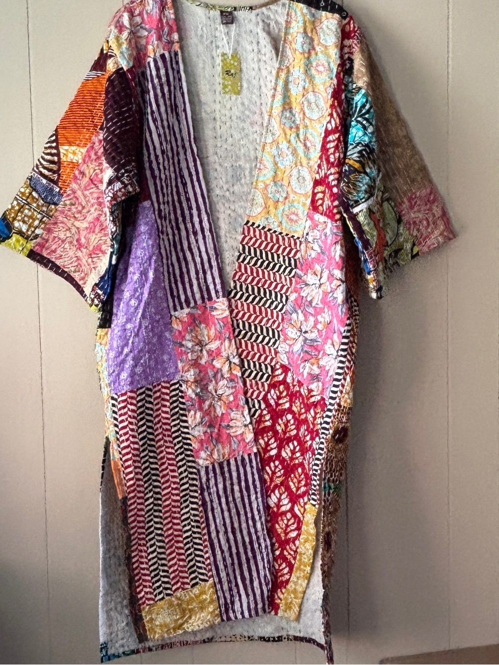 Raj Cotton Duster Kantha Jacket One Size NWT